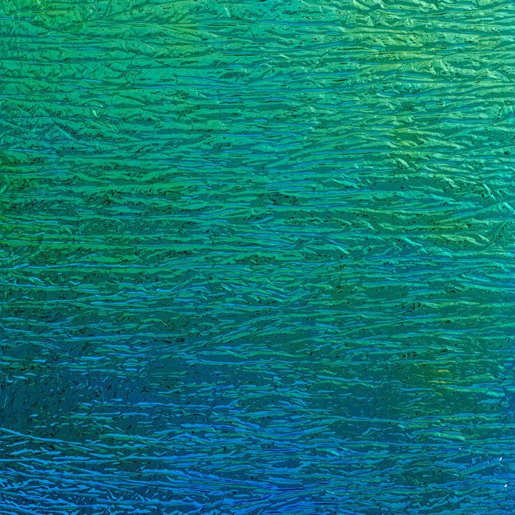 Elements Texture Aqua Distortion real material sample - iridescent aqua-green crinkled distortion laminate