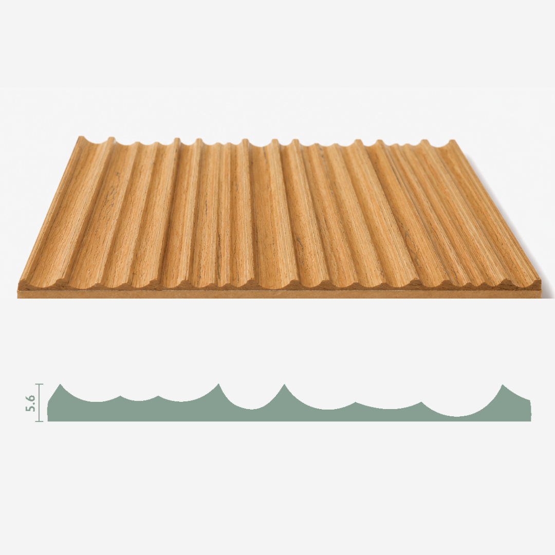 Tambora Atlas Teak real material sample - wave ripple milled wood panel