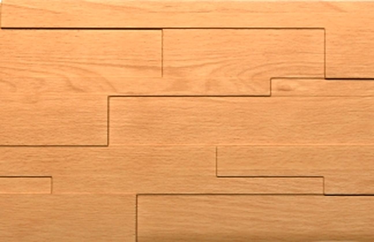 Listello Beech Heartwood real material sample - staggered interlocking wood planks