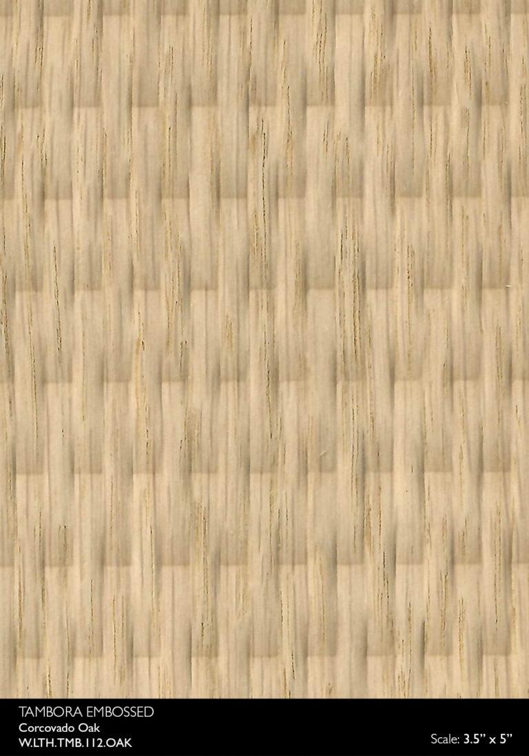 Prensa Corcovado in Oak real material sample - woven basket-weave embossed wood panel