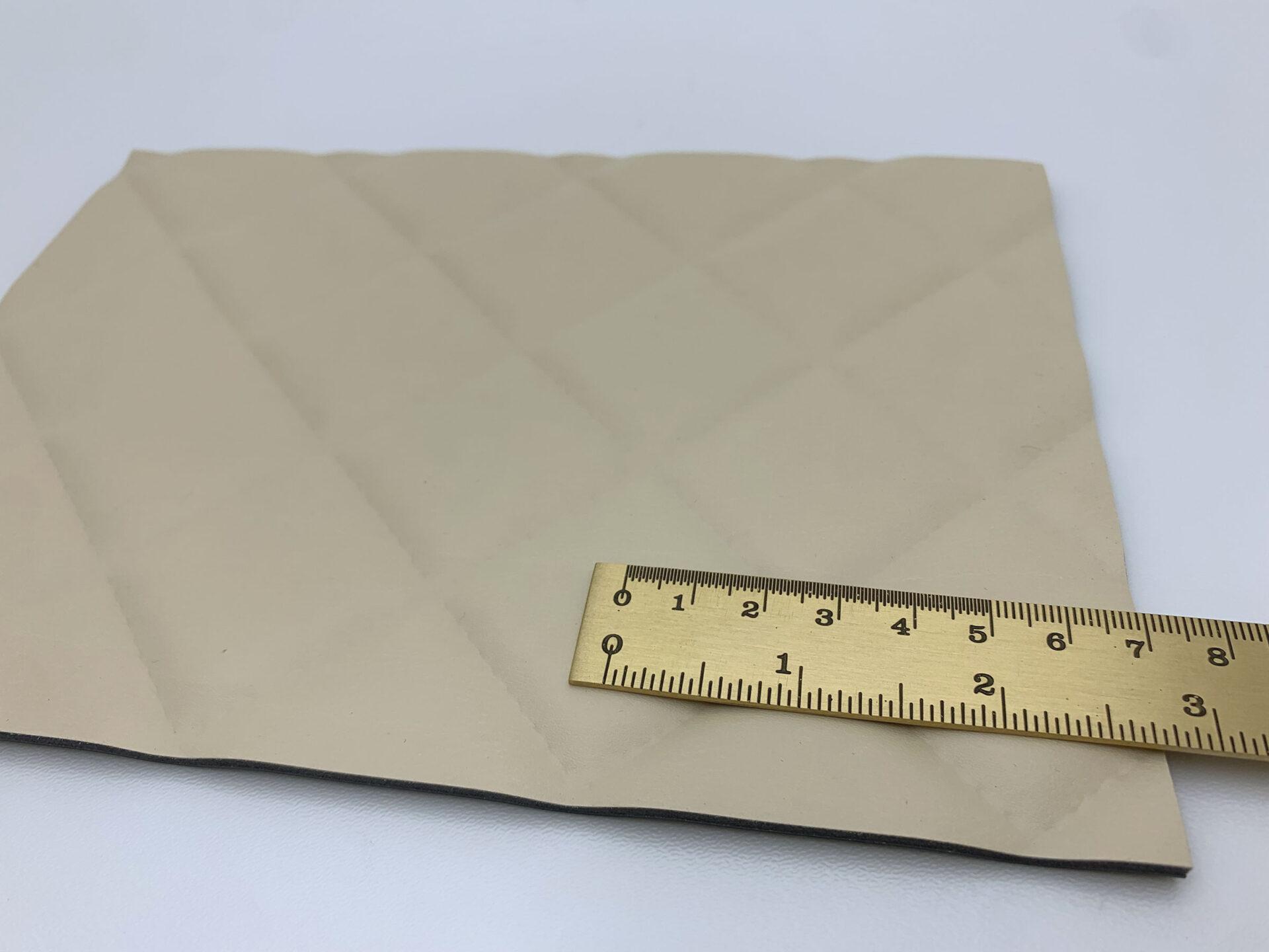 Elements Textile – Cream Cube Leather real material sample - cream leather quilted in a stitched diamond grid