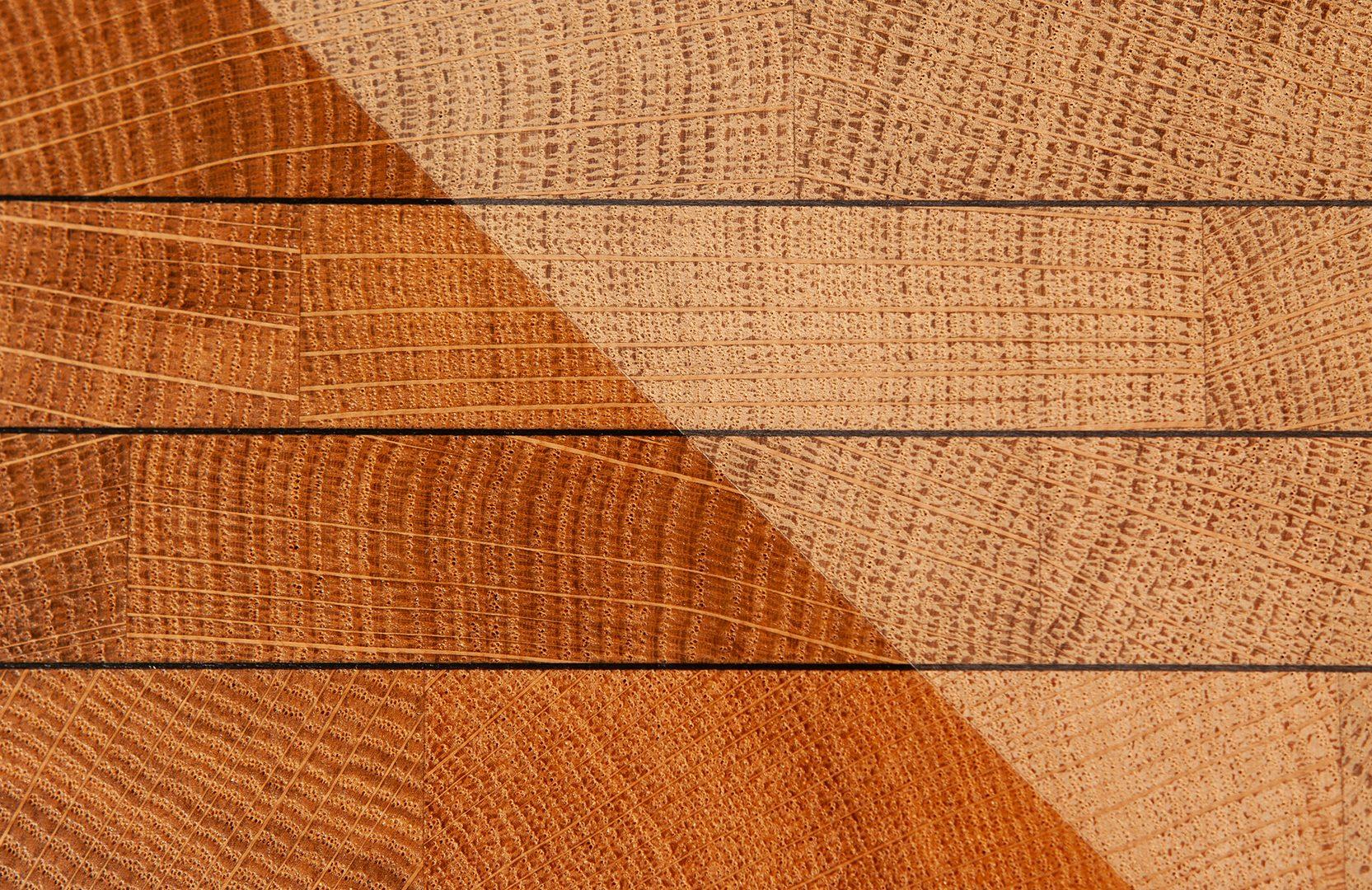 Koncepts End Grain Oak Stripes - oak end-grain veneer divided by dark inlay lines