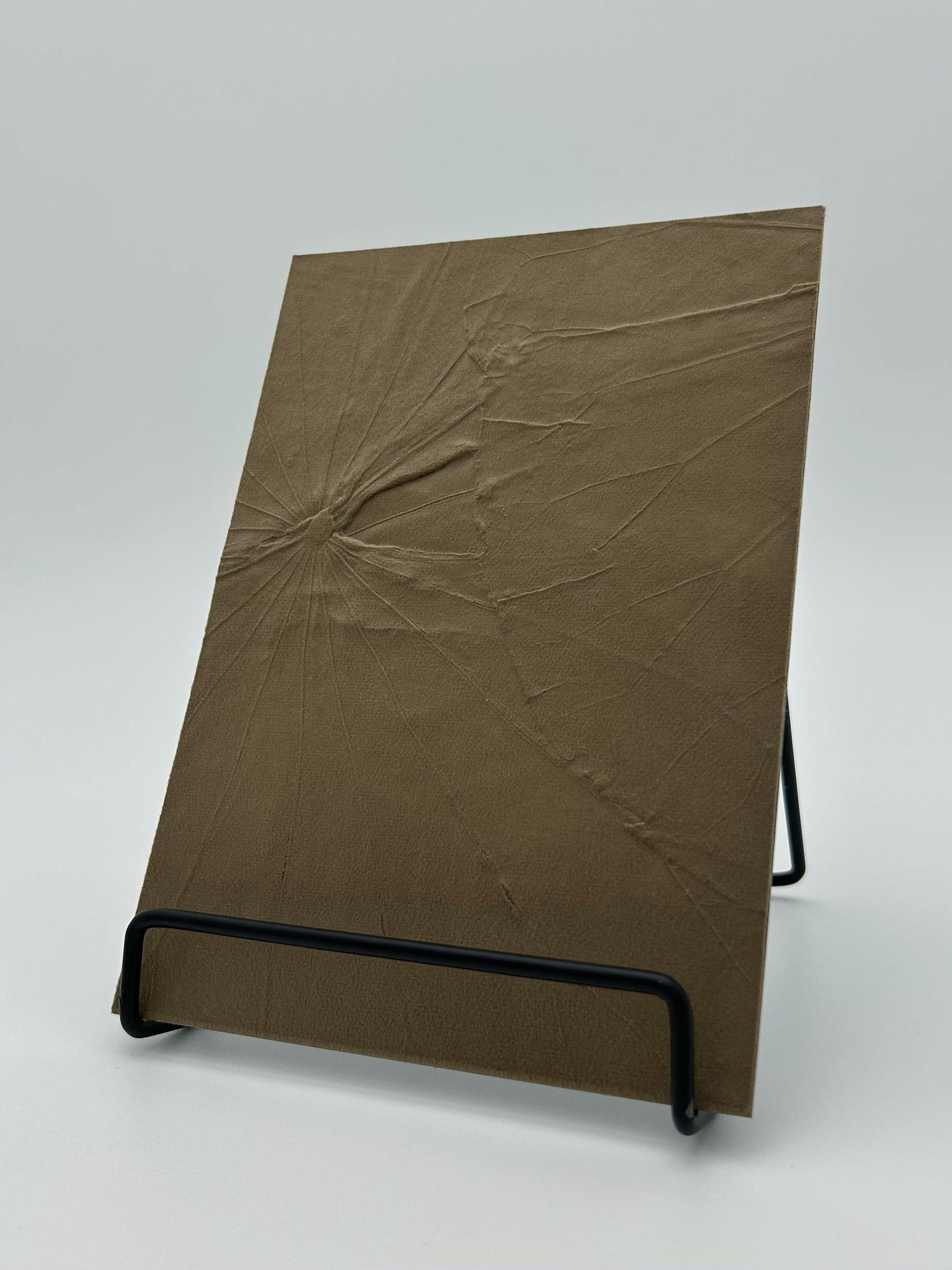 Elements Textile Fossil Brown Velvet real material sample - brown velvet-touch panel with soft crumpled folds