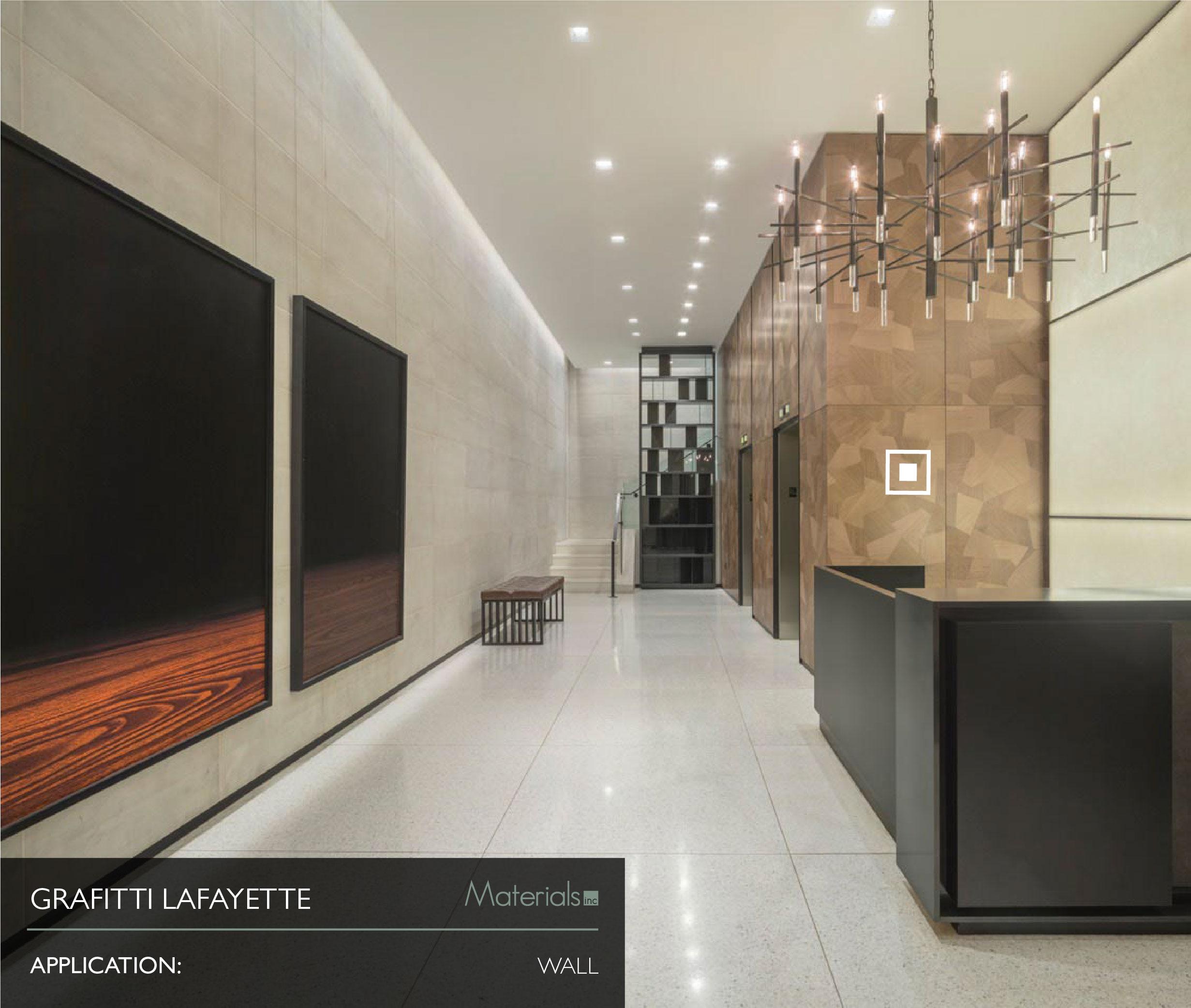 Dye-A-Log wood veneer wall paneling in the Grafitti Lafayette lobby reception area