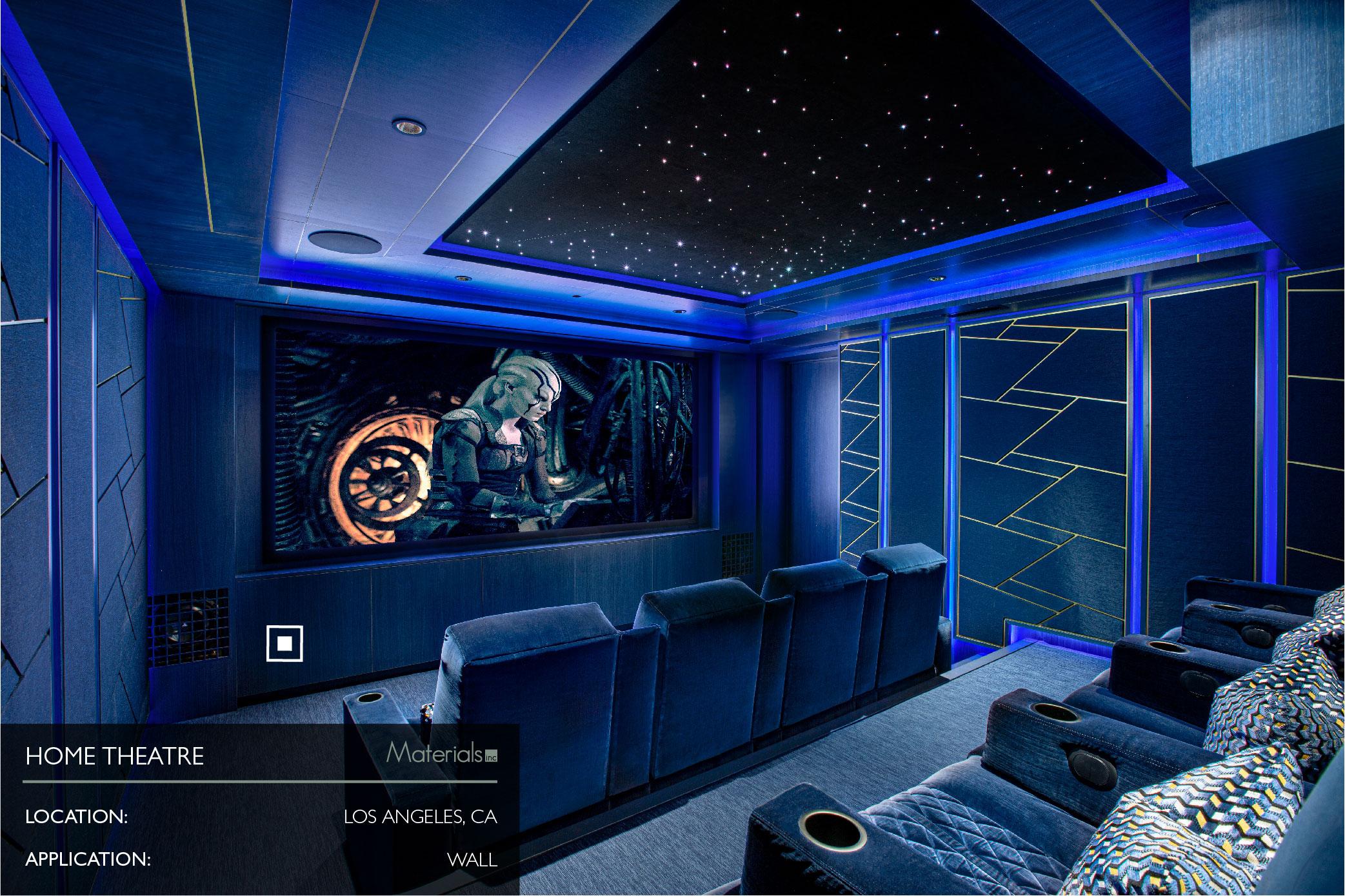 Dye-A-Log wood veneer wall paneling in a private home theatre