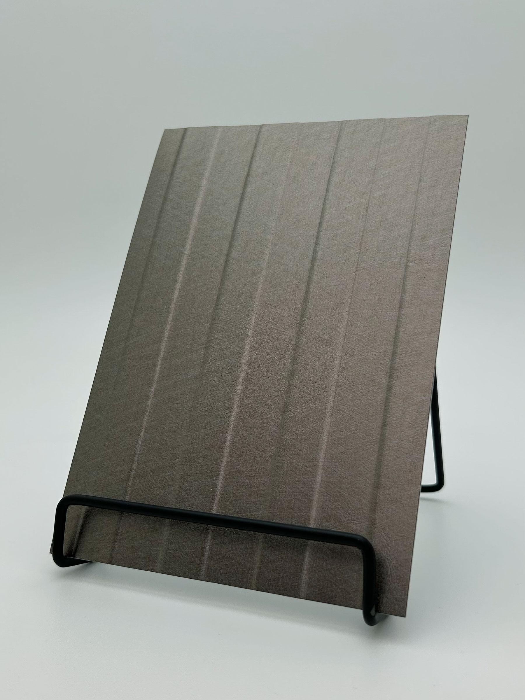 Elements Textile Linea Antique Titanium real material sample - grey titanium panel with spaced vertical lines