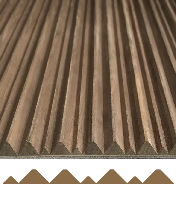 Tambora Makalu real material sample - vertical flute milled wood panel