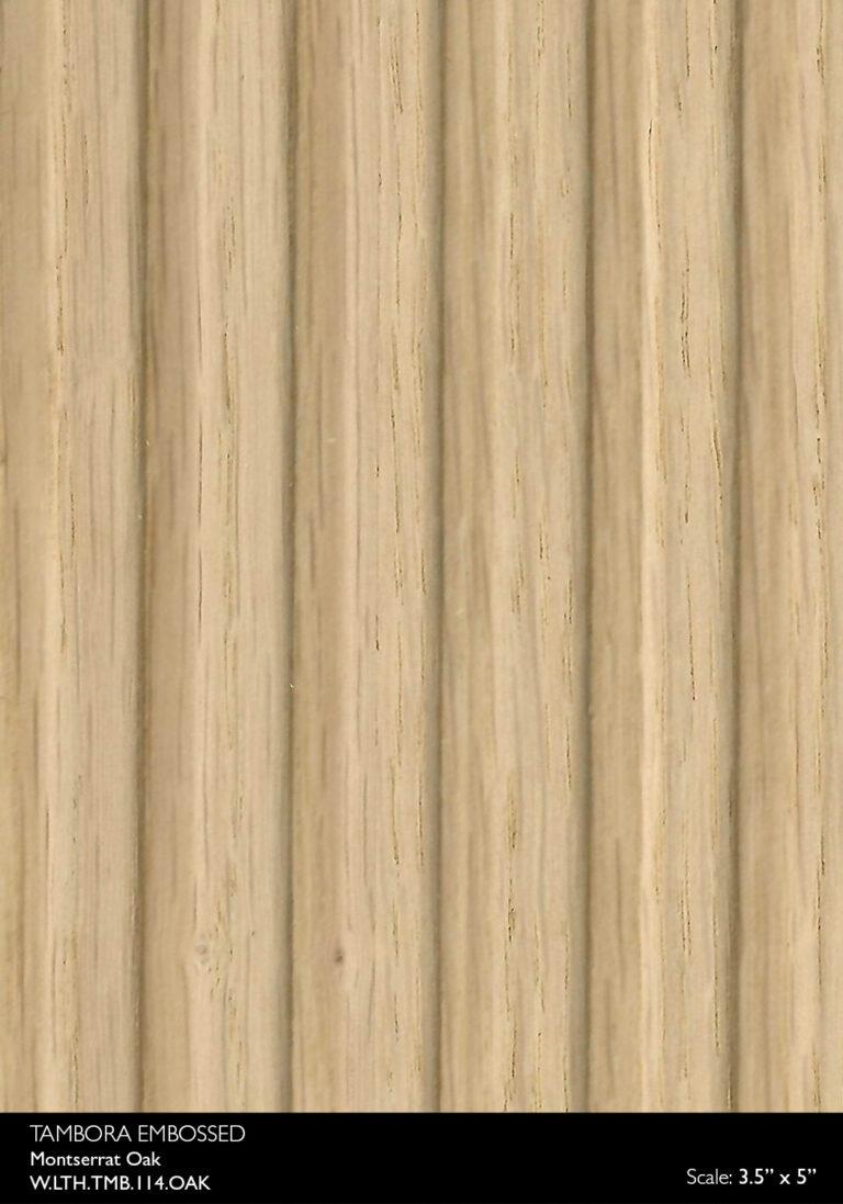 Prensa Montserrat in Oak real material sample - embossed vertical grooves