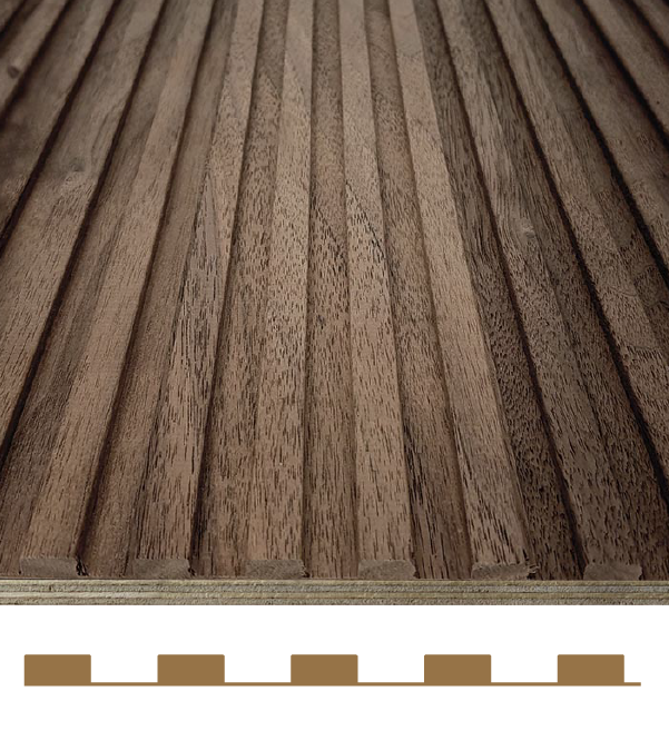 Tambora Monviso real material sample - vertical flute milled wood panel