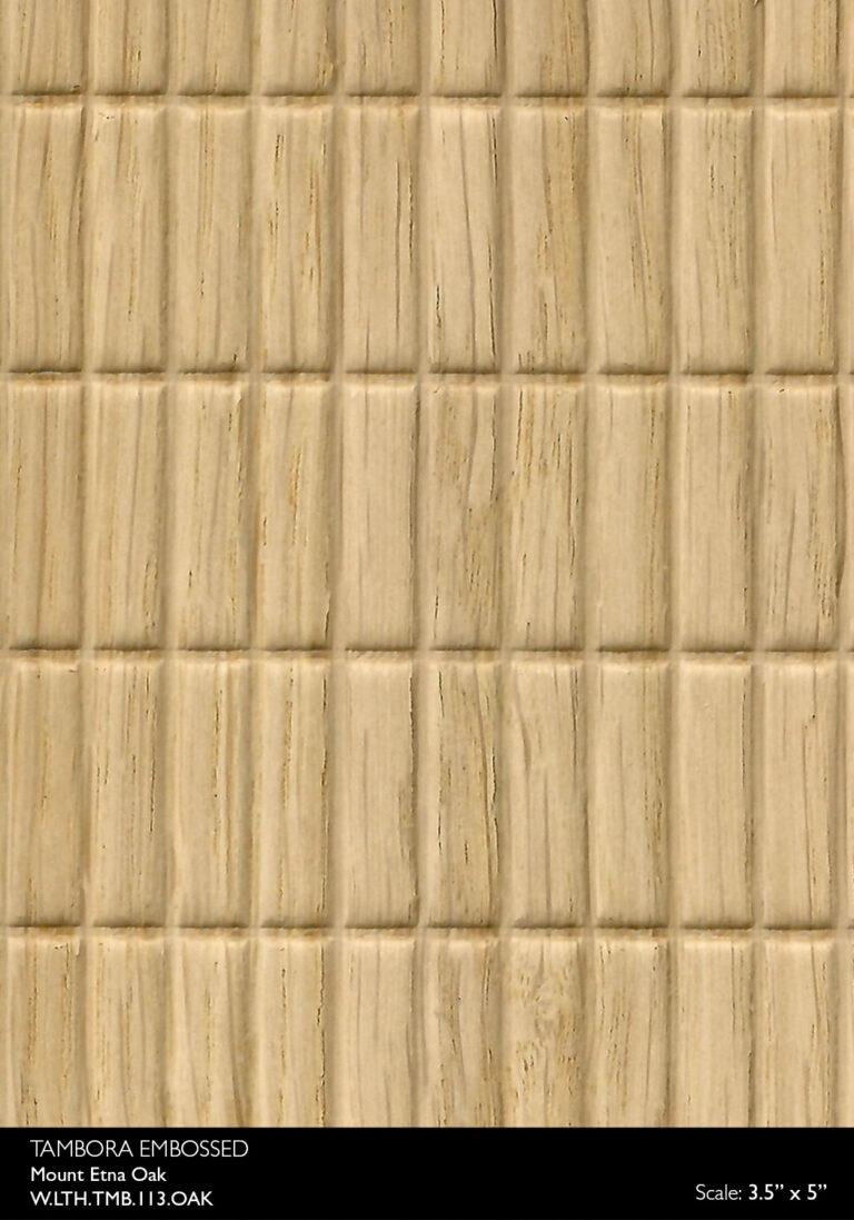 Prensa Mount Etna in Oak real material sample - embossed grid of small rectangular tiles