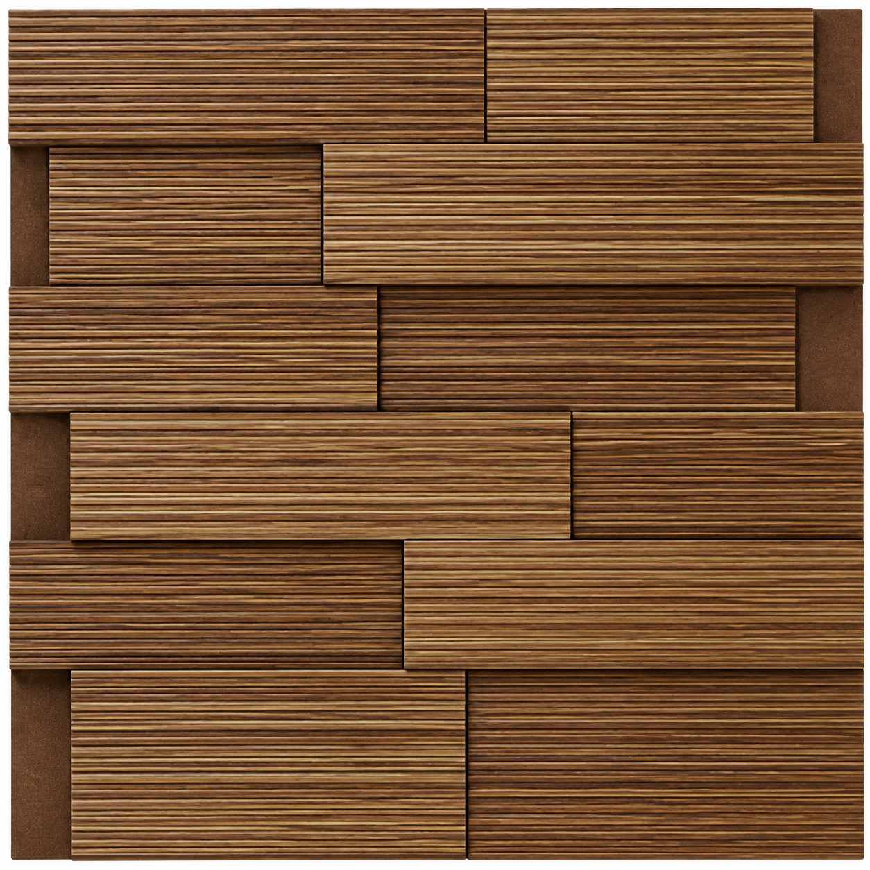 Striato Oak real material sample - full panel of staggered interlocking planks with fine horizontal grooves