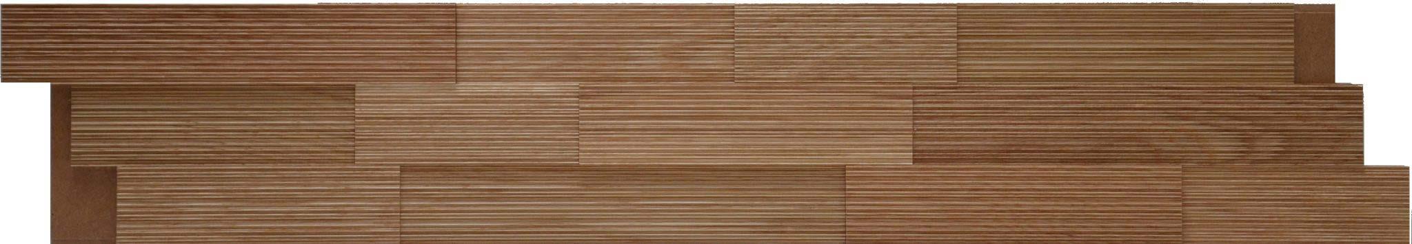 Striato Oak real material sample - staggered interlocking planks with fine horizontal grooves