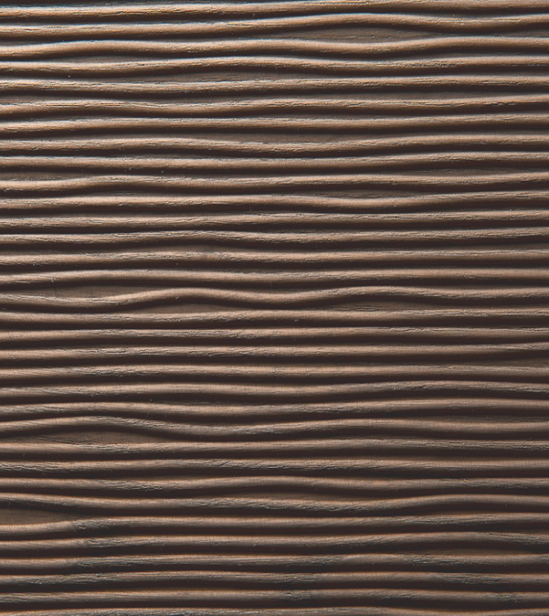 Prensa Orma in Teak real material sample - fine horizontal wave embossed wood panel