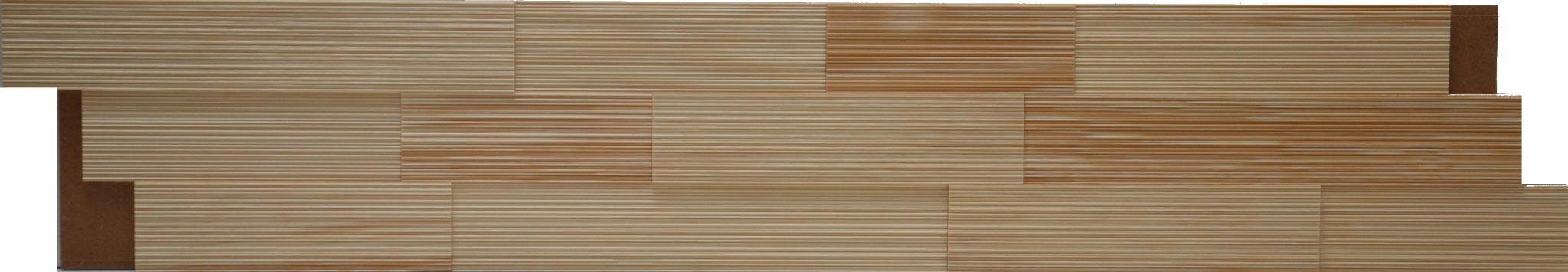 Striato Spruce real material sample - staggered interlocking planks with fine horizontal grooves
