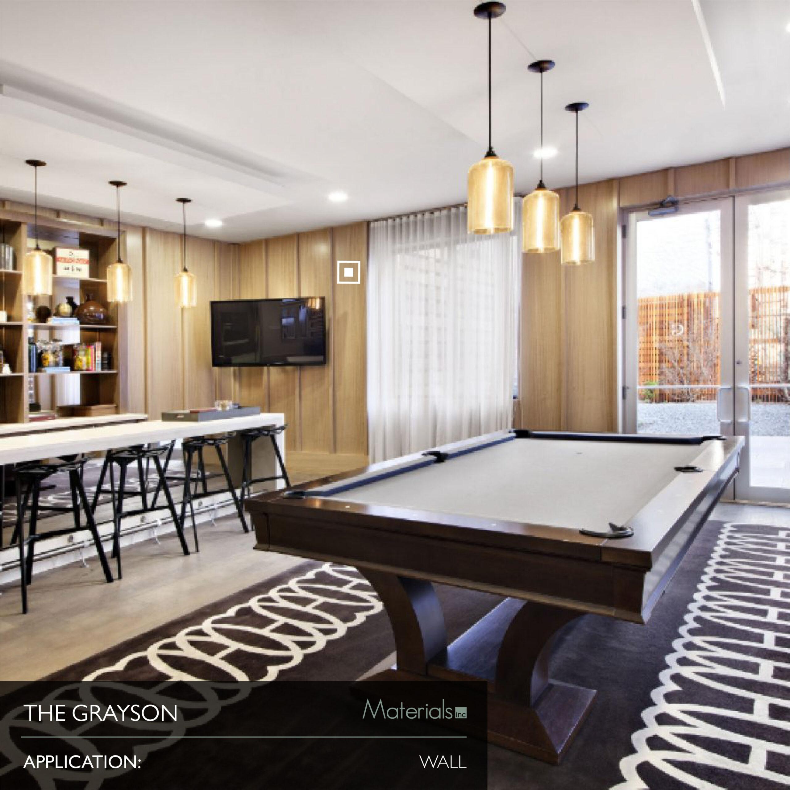 Dye-A-Log wood veneer wall paneling in The Grayson game room
