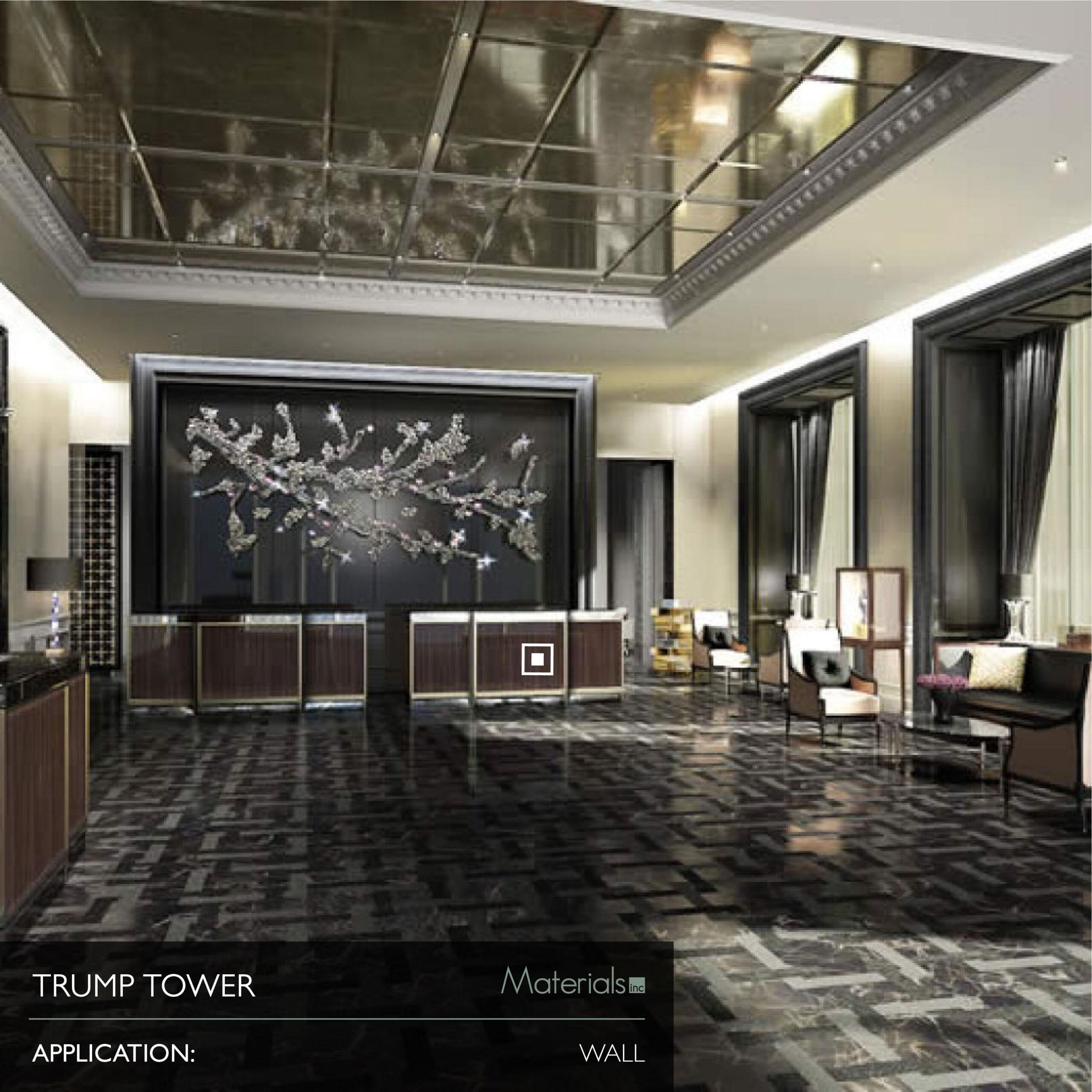 Dye-A-Log wood veneer wall paneling in the Trump Tower lobby