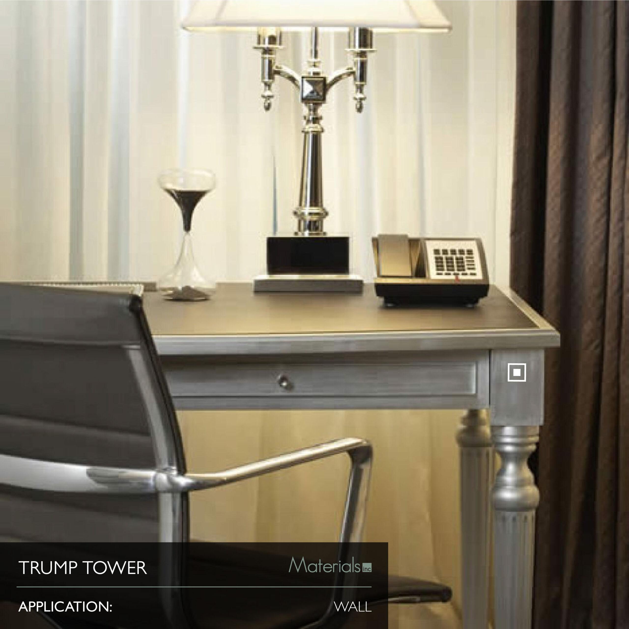 Dye-A-Log wood veneer desk paneling in a Trump Tower suite