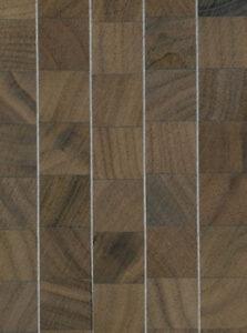 Koncepts End Grain Walnut Stripes real material sample - striped metal inlay end-grain veneer