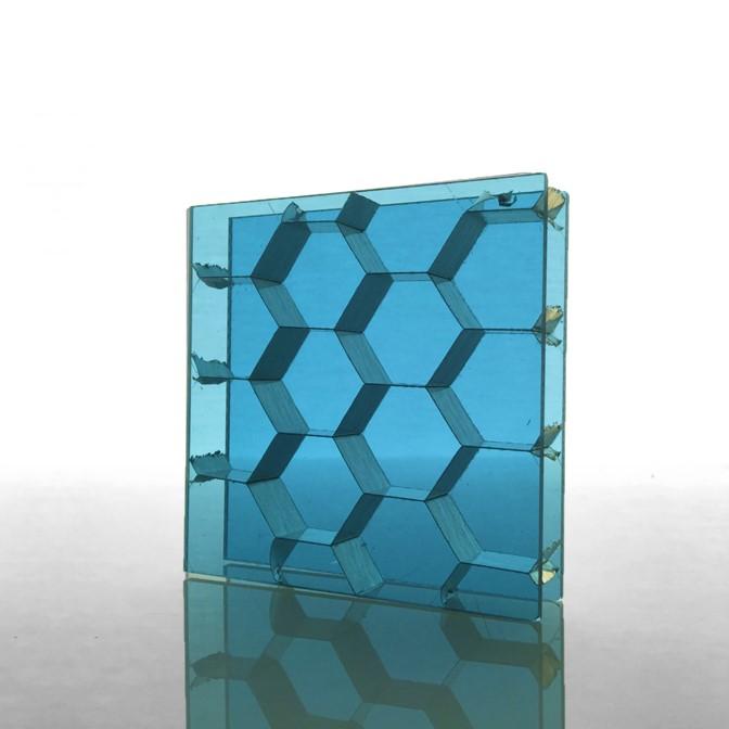 Luminous Honeycomb Large in Clear Blue real material sample