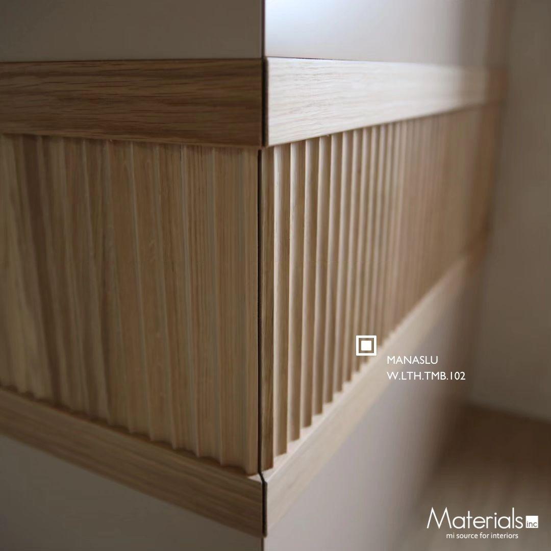 Close-up of Tambora Manaslu milled wood panel corner detail